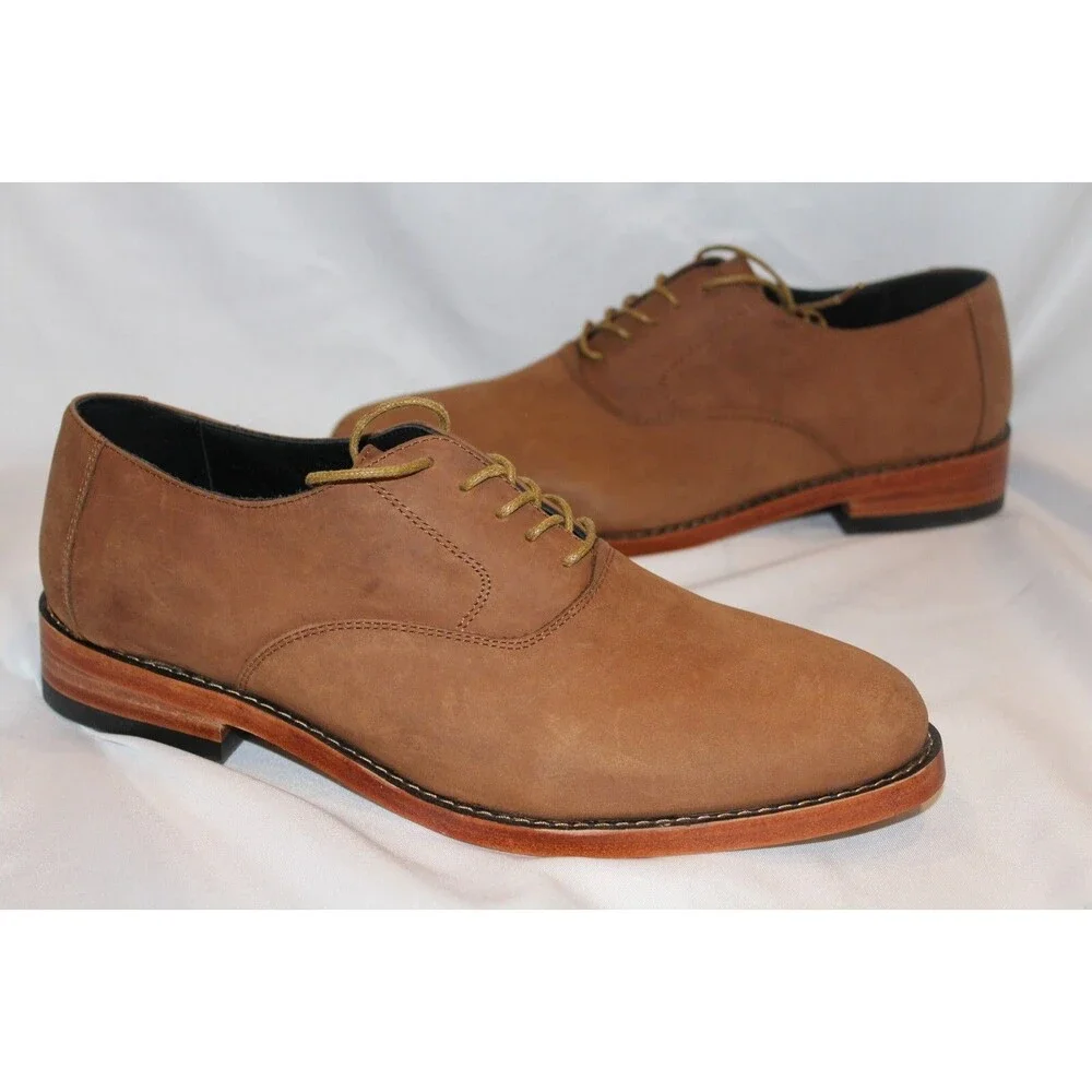 NISOLO MEN'S CALANO‎ 2.0 OXFORD LEATHER DRESS SHOES OAK SZ 8.5 NIB $188